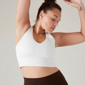 Aurora White Athleta V-Neck Ribbed Seamless Tank Top Cropped- Small